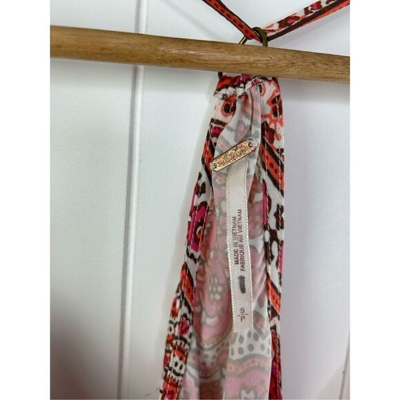Free People Stevie Cowl Neck Satin‎ Tank Top Size Small Womens Floral Racerback - Picture 3 of 10